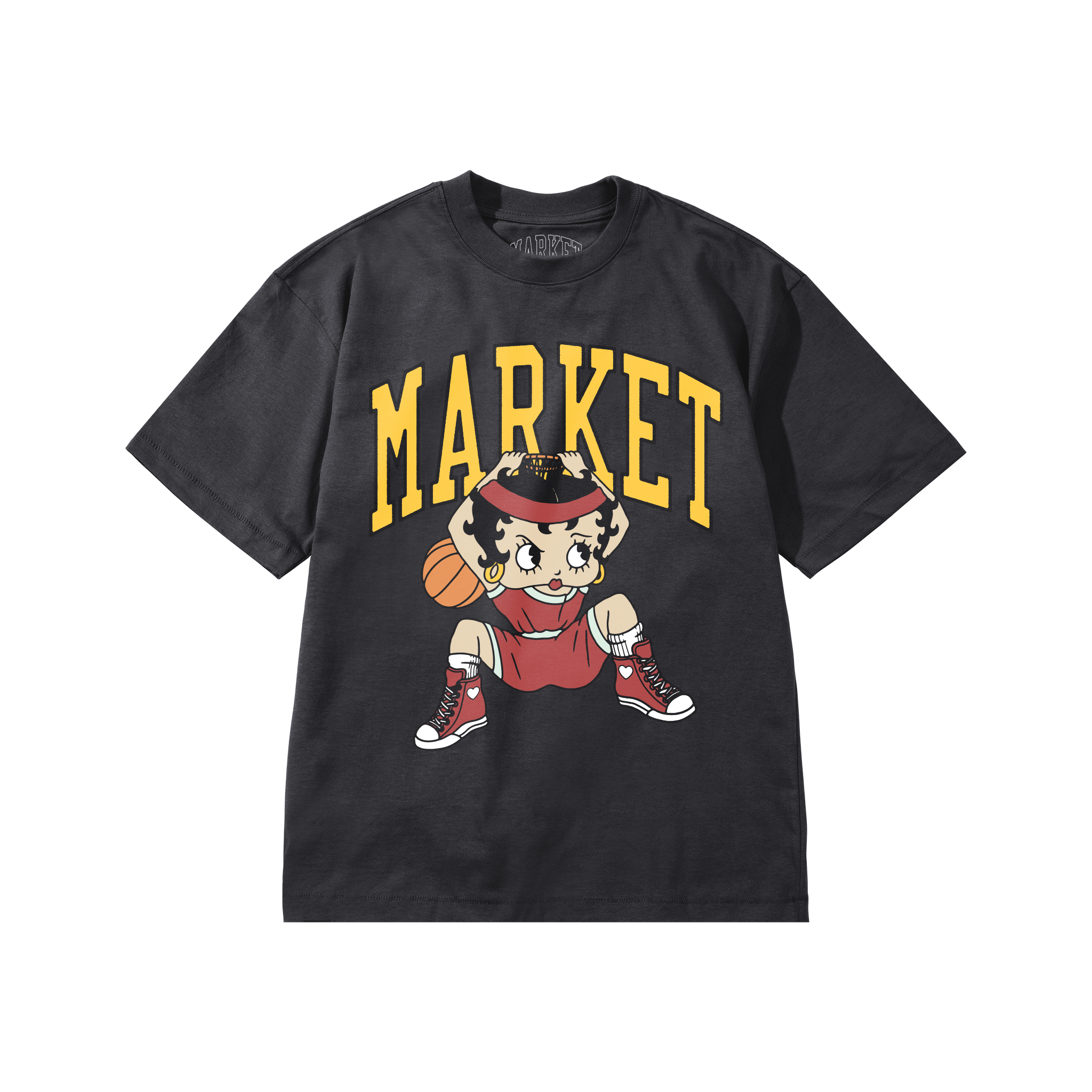 BETTY BOOP DUNKING T-SHIRT - BLACK ENZYME WASH