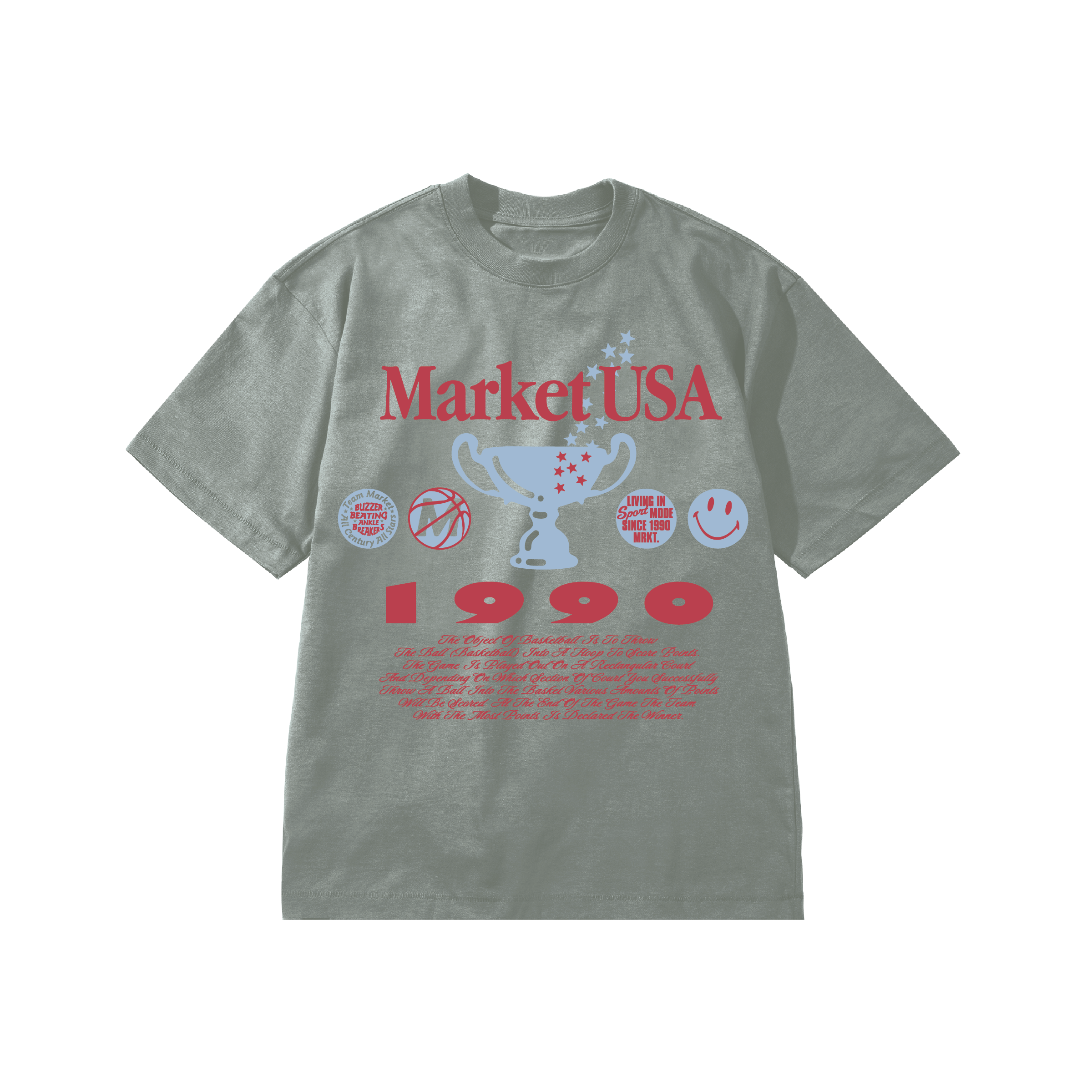 SMILEY 1990 T-SHIRT - STORM GREY
